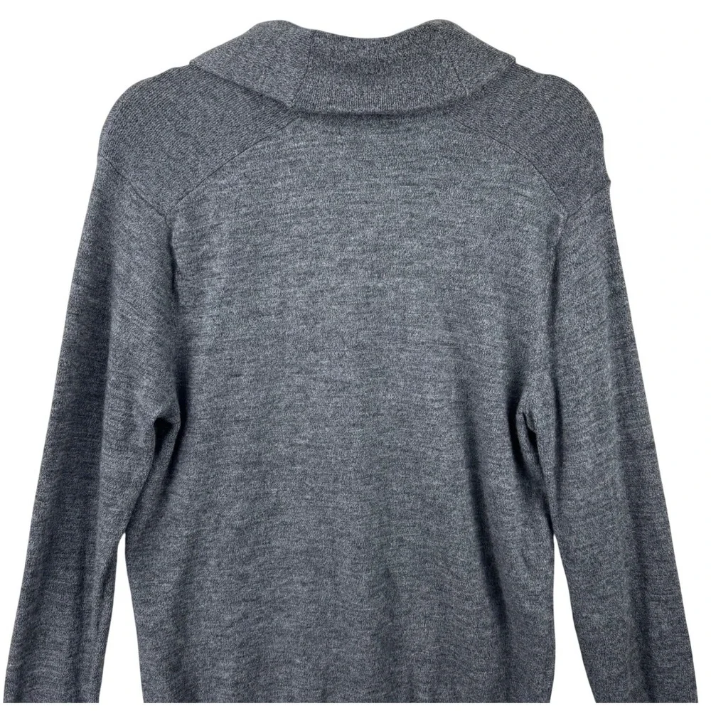 Banana Republic Sweater Mens Large Gray Extra Fine Merino Wool Shawl Collar Knit